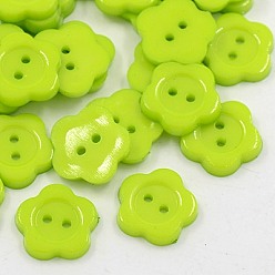 Желто-Зеленый Акриловые швейные пуговицы, для одежды , пластиковые пуговицы , 2-луночное, окрашенные, цветок Wintersweet, желто-зеленый, 20x2 мм, отверстие : 1 мм