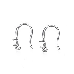 Stainless Steel Color 304 Stainless Steel Earring Hooks, Flat Earring Hooks, Ear Wire, with Rhinestone Settings and Horizontal Loop,, Stainless Steel Color, 16x11x2mm, Hole: 1.8mm, 20 Gauge, Pin: 0.8mm, Fit for 3mm Rhinestone