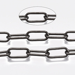 Черный Цвет Металла Цепи из несваренного железа, тянутые удлиненные кабельные цепи, с катушкой, металлический черный , 12.5x5.6x1.2 мм, около 82.02 футов (25 м) / рулон