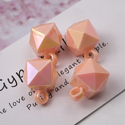 Light Salmon UV Plating Rainbow Iridescent Acrylic Pendants, Faceted, Cube, Light Salmon, 21x16x16mm, Hole: 3.8mm