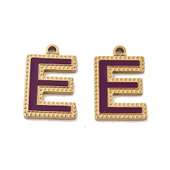 Letter E Ионное покрытие (ip) 316 подвески из нержавеющей стали, без никеля , с эмалью, буквенное очарование, реальный 18 k позолоченный, Письмо E, 17x11x2 мм, отверстие : 1.4 мм