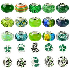 Светло-зеленый 50Европейские бусины из смолы, бусины с большим отверстием, рондель, смешанный стиль, светло-зеленый, 8.5~13.5x10~14x6.5~9 мм, отверстие : 5~6 мм