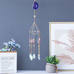 Прозрачный АВ Стекло подвесные украшения, подвесные ловцы солнца, с агатовым звеном и железными находками, для украшения дома автомобиля, ясно AB, 585 мм