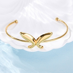 Бабочка 304 женские браслеты-манжеты из нержавеющей стали, реальный 18 k позолоченный, бабочка, внутренний диаметр: 1-7/8x2-1/2 дюйм (4.85x6.3 см)