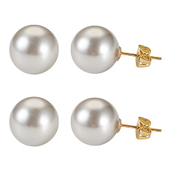 Серебро 925 круглые серьги-гвоздики из стерлингового серебра, с жемчугом из раковины , золотые, серебряные, 22 мм