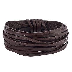 Кокосово-Коричневый 5 шнуры из коровьей кожи для рукоделия, плоский, кокосового коричневый, 3x1 мм, около 5.47 ярдов (5 м) / комплект