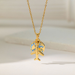 Золотой Самолет и земля 304 ожерелья с подвесками из нержавеющей стали, золотые, 15.75 дюйм (40 см)