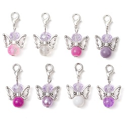 Темно-Фиолетовый Ангел стеклянный кулон украшение, Застежки-когти из сплава омара, подвески для украшений сумок, темно-фиолетовый, 33 мм