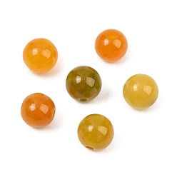 Gold Natural Myanmar Jade Burmese Jade Beads, Dyed, Smooth Round, Gold, 8mm, Hole: 1.2mm