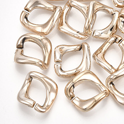 Rose Gold UV Plating ABS Plastic Linking Rings, Quick Link Connectors, For Curb Chains Making, Unwelded, Twist, Rose Gold, 20.5x20x9.5mm, Hole: 16x9.5mm