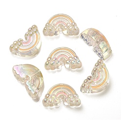 PeachPuff UV Plating Rainbow Iridescent Acrylic Enamel Beads, Rainbow, PeachPuff, 17x29x11mm, Hole: 3.5mm