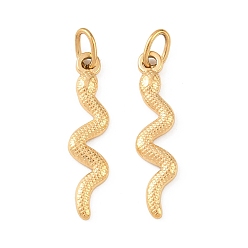 Настоящее золото 18K 304 подвески из нержавеющей стали, змея, ионное покрытие (ip), с целью перехода в кольце, реальный 18 k позолоченный, 28x7x2 мм, отверстие : 3 мм
