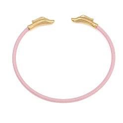 Pink Изготовление браслетов из плетеной стальной проволоки, с золотыми тонами латунных бус, стойки покрытие, долговечный, розовые, 0.14~0.15 дюйм (0.35 см ~ 0.38 см), внутренний диаметр: 1.89~1.97 дюйм (4.8~5 см) x 2.30~2.34 дюйм (5.85~5.95 см)