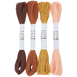Mixed Color 4 Skeins 4 Colors 6-Ply Cotton Embroidery Floss, Cross Stitch Threads, Mixed Color, 1mm, about 21.87 yards(20m)/skein, 1 skein/color