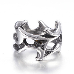 Antik Silber Farbe 316 chirurgische Edelstahlperlen, Rondell, Großloch perlen, hohl, Antik Silber Farbe, 8x5 mm, Bohrung: 6 mm
