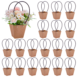 Светло-коричневый 24 шт. мешки для хранения отдельных цветов из ОПП и бумаги для букетов, трапециевидные, загар, 31.5x12.5x12.5 см