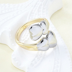 Платиновый & Золотой Латунные кольца-манжеты для женщин, без кадмия и без свинца, сердце, платиной и золотом, внутренний диаметр: 18.6 мм