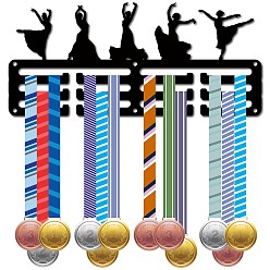 Sports Спортивная тема железная вешалка для медалей настенная стойка для дисплея, 3-линия, с винтами, танцевать, спортивный, 130x290 мм, отверстие : 5 мм