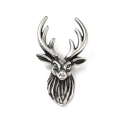 Античное Серебро 304 подвески из нержавеющей стали, голова оленя, античное серебро, 37x20x10 мм, отверстие : 5x3 мм