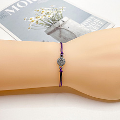 Сине-фиолетовый Сплав ссылка браслеты, Браслеты из вощеного шнура, плетеные для женщин и мужчин, для дружбы., компас, античное серебро, синий фиолетовый, 6.30~11.81 дюйм (16~30 см)