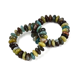 Coffee Natural Agate(Dyed & Heated) Rondelle Beaded Stretch Bracelets for Unisex, Coffee, Inner Diameter: 2.09~2.56 inch(5.3~6.5cm)