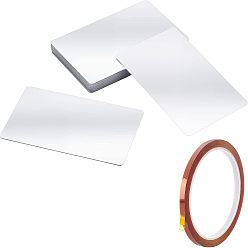 Белый Алюминиевые пустые визитки с термотрансферной печатью, с прямоугольным пластиковым ящиком и термостойкой лентой из полипропилена, белые, 86x54x0.1 мм, 50 шт / коробка