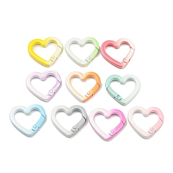 (52) Непрозрачная лаванда Окрашенные распылением пружинные кольца из сплава, без кадмия, без никеля и без свинца, сердце, разноцветные, 26x25x4 мм