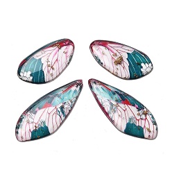 Темный Голубой 4шт. подвески в виде крыльев бабочки из прозрачной эпоксидной смолы, с золотой фольгой и блестками, темные голубые, 29.5~40x15~17x2~2.5 мм, отверстие : 1.1 мм