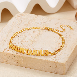 Рак 12 созвездия 304 браслеты из нержавеющей стали, браслеты figaro chains для женщин, золотые, рак, 6-3/4 дюйм (17 см)