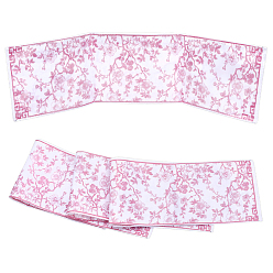Pink Printed Plastic Chinoiserie Mahjong Card Protector Cover, Rectangle & Flower Pattern, Pink, 162x134x3.5mm