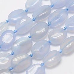 Blue Lace Agate Natural Blue Lace Agate Beads Strands, Oval, Grade A, 13~15x10~12x4~5mm, Hole: 0.5mm, about 26pcs/strand, 16.1 inch