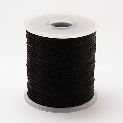 Black Flat Elastic Crystal String, Elastic Beading Thread, for Stretch Bracelet Making, Black, 0.8mm, 500m/roll