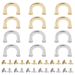 (52) Непрозрачная лаванда 12 наборы 2 цвета сплав D-образные застежки, пряжка арочного моста, с железными винтами, для аксессуаров для замены сумок, разноцветные, 1.3x1.8x0.5 см, отверстие : 2.5 мм, 6 наборы / цвет