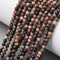 Родонит Природные родонит бисер нитей, круглые, 3~3.5 мм, отверстие : 0.7 мм, около 135~139 шт / нитка, 14.76''~14.96'' (37.5~38 см)