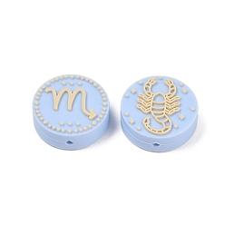 Скорпион Фокальные бусины из пищевого силикона, круглые с двенадцатью созвездиями, Скорпион, 25x9.5 мм, отверстие : 2.5 мм