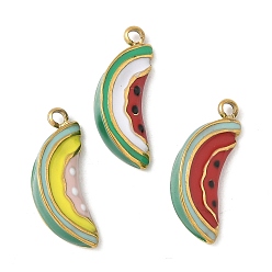 (52) Непрозрачная лаванда 304 нержавеющей стальной эмали подвески, золотые, арбузное очарование, разноцветные, 17x6.5x4.5 мм, отверстие : 1.4 мм