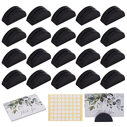 Черный 20шт. держатель для визитных карточек из сосновой древесины, В комплекте: 20 двусторонние фитиль из смолы для свечи и 30 листы бумажных открыток с благодарностью., чёрные, 19.5x40.5x15 мм