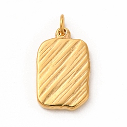 Golden Vacuum Plating 304 Stainless Steel Pendants, with Jump Rings, Rectangle with Rose, Golden, 23x14.5x3mm, Hole: 4mm