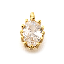 Настоящее золото 18K Латунные микро проложить кубического циркония прелести, овальные, электрофорез, долговечный, реальный 18 k позолоченный, 10x6.5x4.4 мм, отверстие : 1 мм