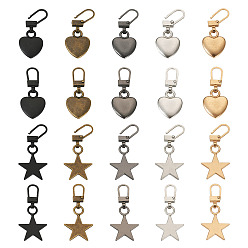 (52) Непрозрачная лаванда 20шт 10 стиль цинковый сплав застежка-молния, аксессуары для одежды, Сердце и звезда, разноцветные, 39.5~45 мм, 2 шт / стиль