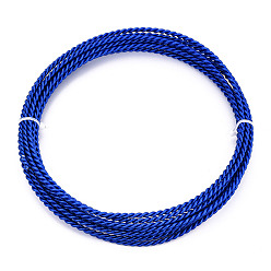 Синий 5м 2-слойная анодированная алюминиевая проволока, витых круглых, гибкая металлическая проволока, гибкий провод ремесла, для бисероплетения, синие, 3~4 мм, около 16.40 футов (5 м) / рулон
