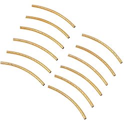 Golden Brass Tube Beads, Curved, Golden, 35x2mm, 200pcs/box