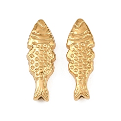 Настоящее золото 18K 304 из нержавеющей стали бусы, рыба, ионное покрытие (ip), реальный 18 k позолоченный, 21x7x4 мм, отверстие : 1.4 мм