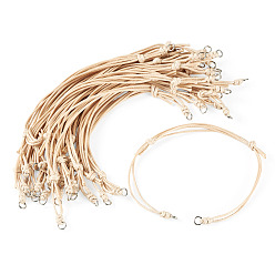 Bois Solide 20Pièces de cordon en polyester ciré pour la fabrication de bracelets, avec 304 anneaux en acier inoxydable, couleur inox, burlywood, 10.55 pouce (26.8 cm)