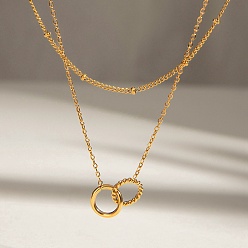 Настоящее золото 18K 304 двухслойные ожерелья с подвеской из нержавеющей стали для женщин, реальный 18 k позолоченный, 13.98 дюйм (35.5 см)