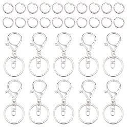 Платина 40разрезные кольца для ключей из сплава, брелок для ключей, с 100шт 304 открытыми соединительными кольцами из нержавеющей стали, платина, 66 мм