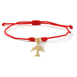 Airplane 304 из нержавеющей стали шарм браслеты, плетеные нейлоновые браслеты для женщин, с латунной бисера, золотые, самолет, 11.02 дюйм (28 см)