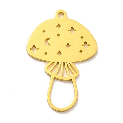 Golden 201 Stainless Steel Pendants, Mushroom with Star & Moon Charms, Golden, 24.5x16x1mm, Hole: 1.5mm