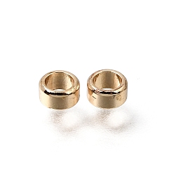 Light Gold Brass Beads, Flat Round, Rack Plating, Long-Lasting Plated, Light Gold, 3.8x2mm, Hole: 2.6mm