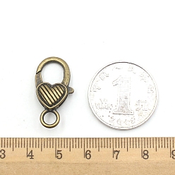 Сердце Тибетском стиле сплава омаров коготь застежками, античная бронза, сердце, 26x13 мм